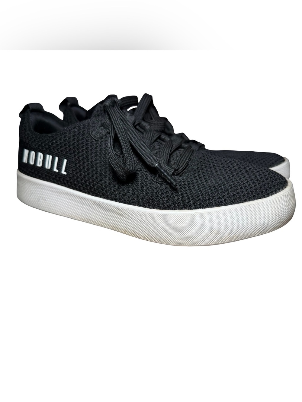 NOBULL Rec Knit Trainer Sneakers Black White unisex Mens 6.5 Womens 8 shoes
